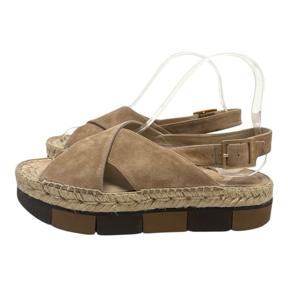 Paloma Barcelo Lynde Tan Suede Jute Espadrille Two Tone Platform Sandal Women 38 - Picture 3 of 16